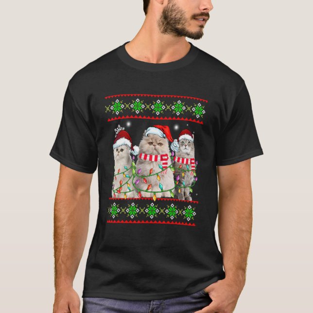 Katze Weihnachten Hässlicher Pullover Santa Hut Fü (Vorderseite)