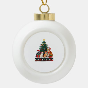 Katze Weihnachten Lustig Hässlich Frauen Männer Fr Keramik Kugel-Ornament
