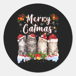 Katze Weihnachten Santa Hut Lustig Frohe Katmas Me Runder Aufkleber
