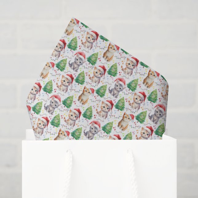 Katze Weihnachten Seidenpapier (Geschenk Tasche)