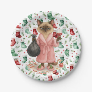 Katze Weihnachten Thema für Siam-Katzen Liebhaber Pappteller