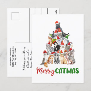 Katze Weihnachtsbaum Katzenliebhaber Weihnachten  Postkarte