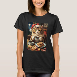 Katze & Weihnachtskekse T-Shirt, süße Katze Santa T-Shirt
