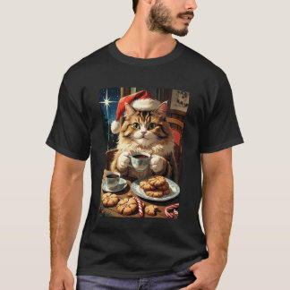 Katze & Weihnachtskekse T-Shirt, Süße Katze Weihna T-Shirt