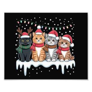 Katze Weihnachtslicht Rentier Santa Katzenliebhabe Fotodruck
