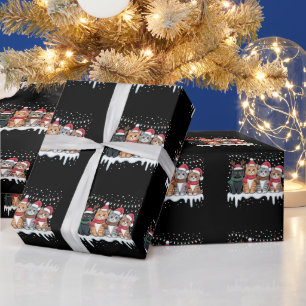 Katze Weihnachtslicht Rentier Santa Katzenliebhabe Geschenkpapier