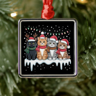 Katze Weihnachtslicht Rentier Santa Katzenliebhabe Ornament Aus Metall