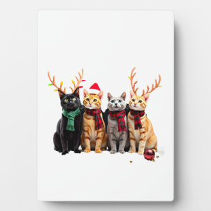 Katze Weihnachtslicht Rentier Santa Weihnachten Ka Fotoplatte