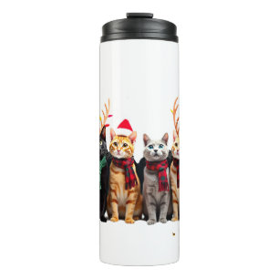 Katze Weihnachtslicht Rentier Santa Weihnachten Ka Thermosbecher