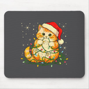 Katze Weihnachtslichter Santa Hut Xmas Katzenliebh Mousepad