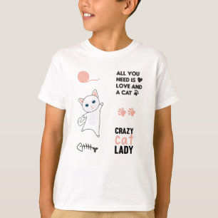 Katze Weiße Katzen Rosa Redewendungen Aufkleber Pa T-Shirt