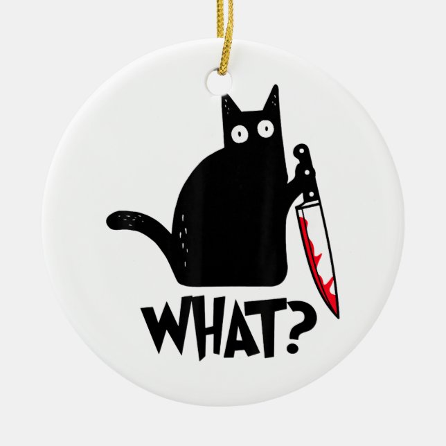 Katze Welches lustige Black Cat Shirt Murderous Ka Keramik Ornament (Vorne)
