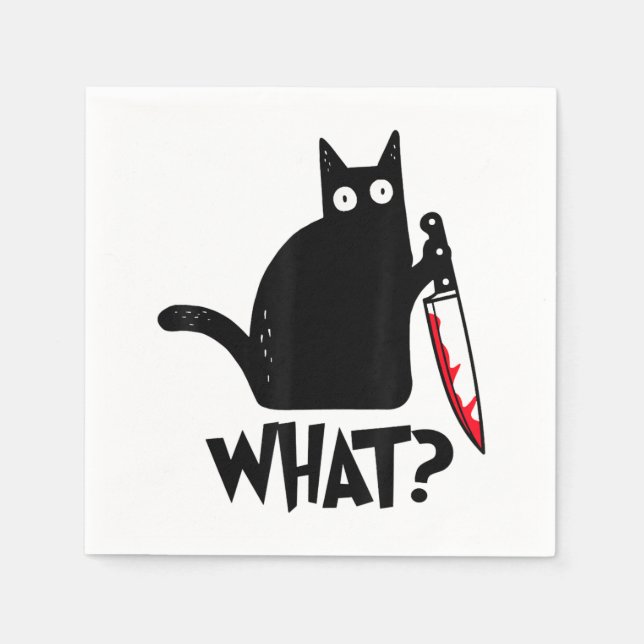 Katze Welches lustige Black Cat Shirt Murderous Ka Serviette (Vorderseite)
