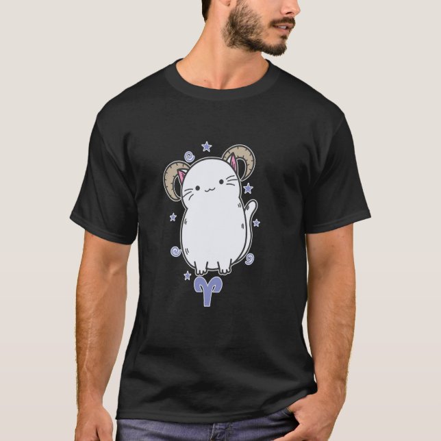 Katze Widder Sternzeichen T-Shirt (Vorderseite)