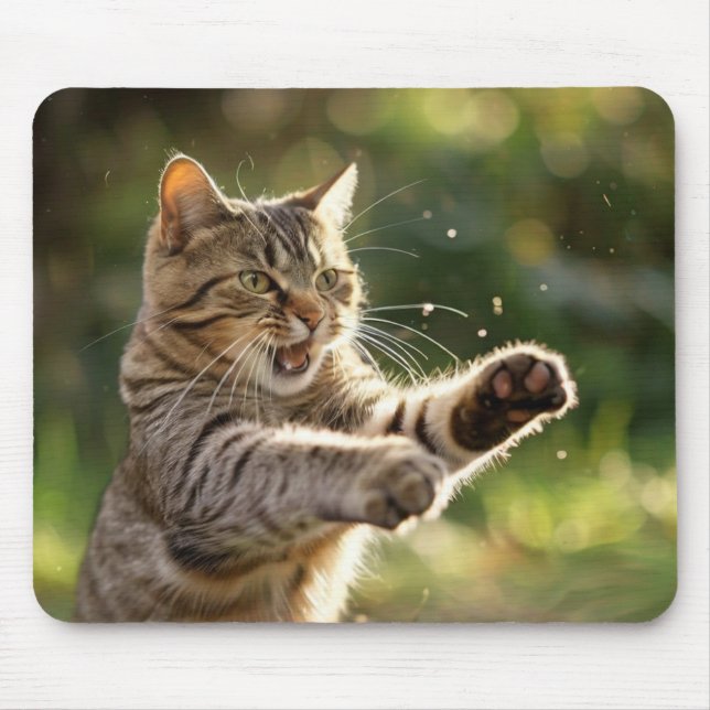 Katze wirft einen Schlag Mousepad (Vorne)