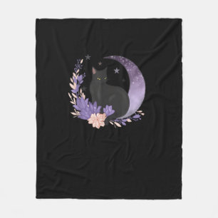 Katze Witchy Mond Blumen Pastell Goth Goblincore Fleecedecke