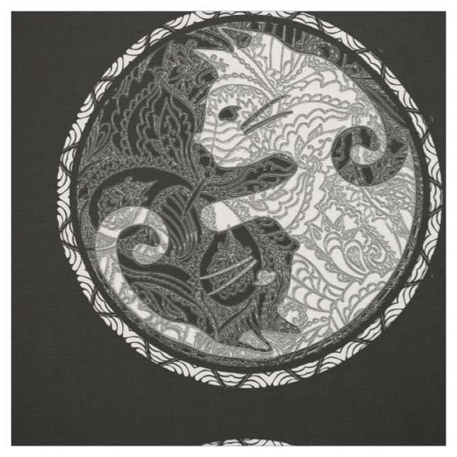 Katze Yin Yang Paisley Druck Stoff (Muster)