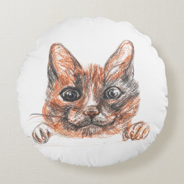 Katze Zeichnend Kissen Kissen (Vorderseite)
