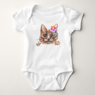 Katze Zeichnung Jersey Bodysuit Baby Strampler