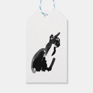 Katze Zeichnung Tinte Pinsel Wasch Kunst Geschenkanhänger