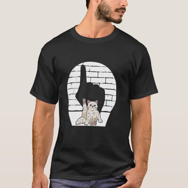 Katze zeigt Mittelfinger Kitty T-Shirt (Vorderseite)