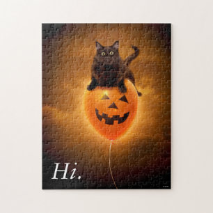Katze zu Halloween-Ballon