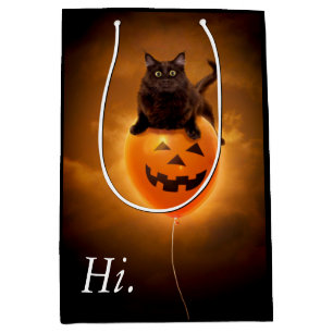 Katze zu Halloween-Ballon Mittlere Geschenktüte