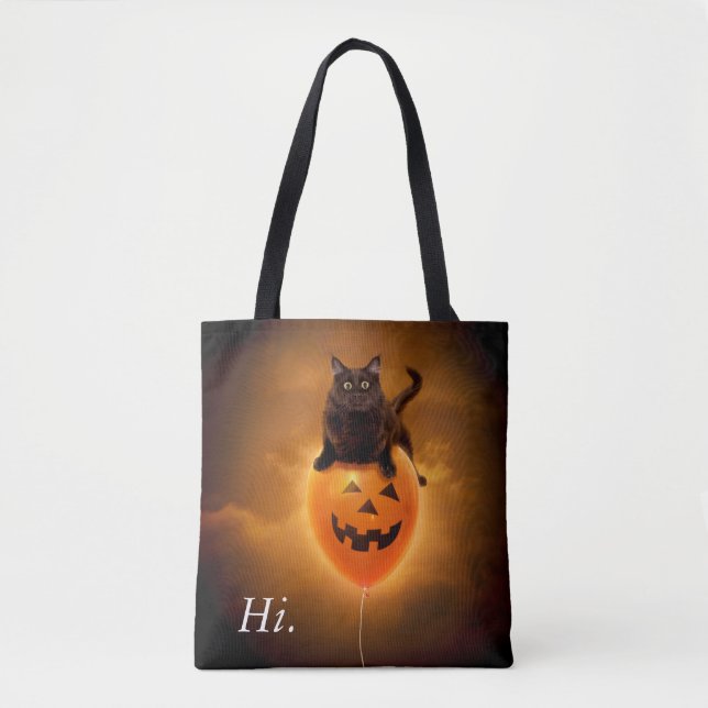 Katze zu Halloween-Ballon Tasche (Vorderseite)