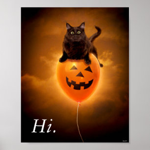 Katze zu Halloween Balloon Poster