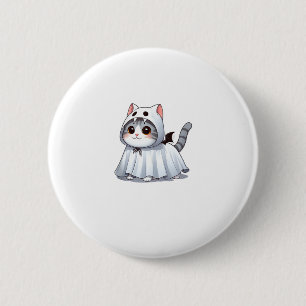 Katze zu Halloween in Ghost-Kostüm Button