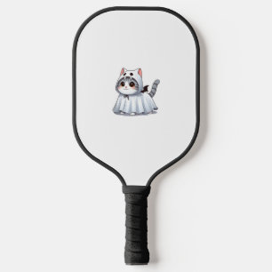 Katze zu Halloween in Ghost-Kostüm Pickleball Schläger