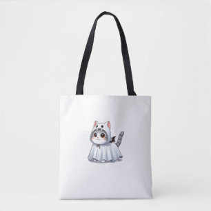Katze zu Halloween in Ghost-Kostüm Tasche