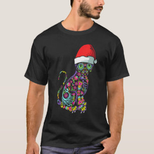 Katze Zucker Schädel Santa Hut Weihnachten Welpe H T-Shirt