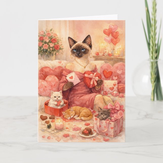 Katze zum Valentinstag  Karte (Vorderseite)