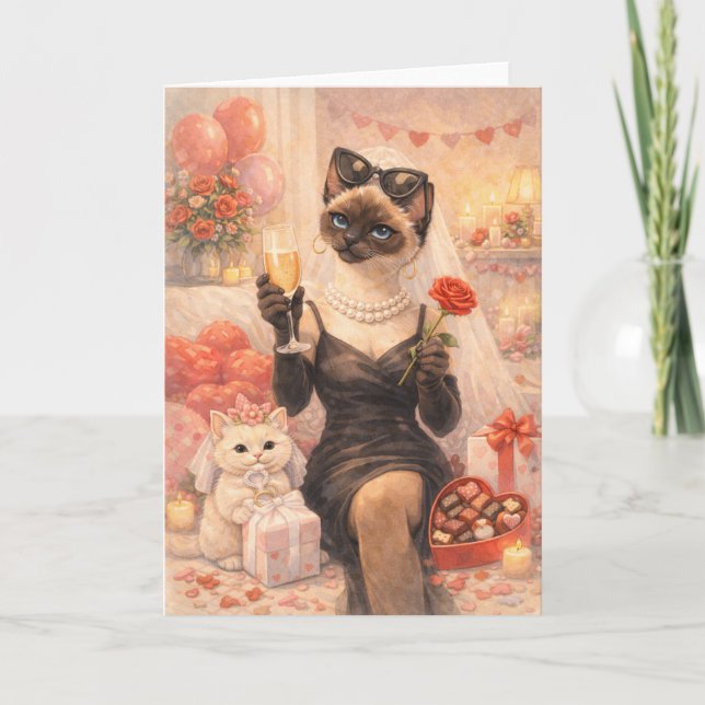 Katze zum Valentinstag  Karte (Vorderseite)