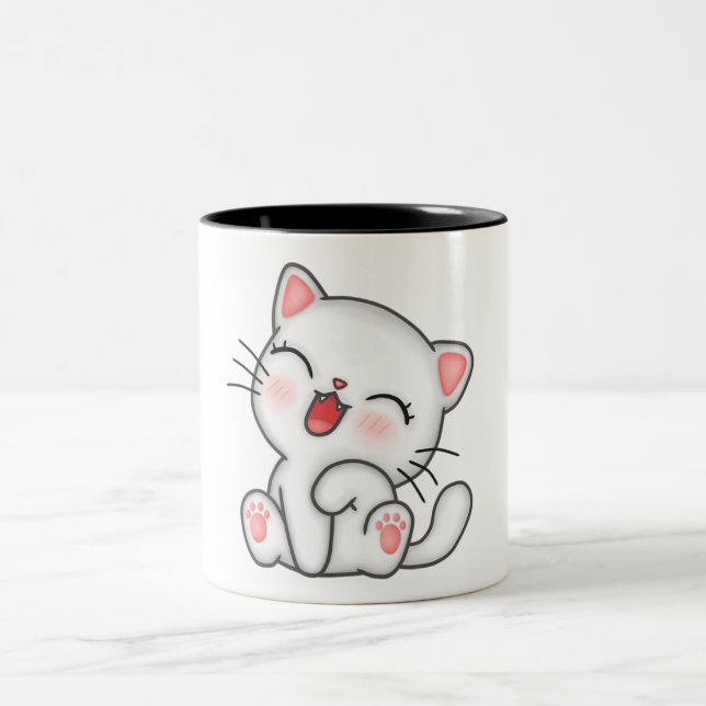 Katze Zweifarbige Tasse (Mittel)