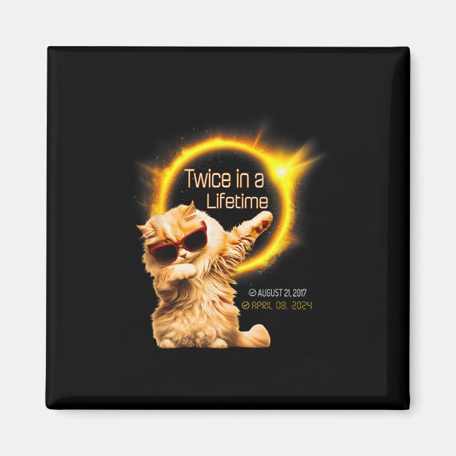 Katze zweimal im Lifetime Solar Eclipse April 04.0 Magnet (Vorne)