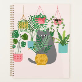 Katze zwischen Pflanze Funny Planer
