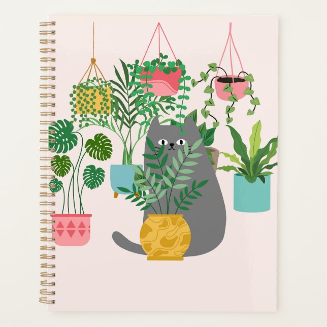 Katze zwischen Pflanze Funny Planer (Vorderseite)