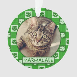 Katzeaddieren niedlicher grüner Kitty-Gingham Ornament
