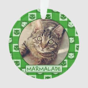 Katzeaddieren niedlicher grüner Kitty-Gingham Ornament