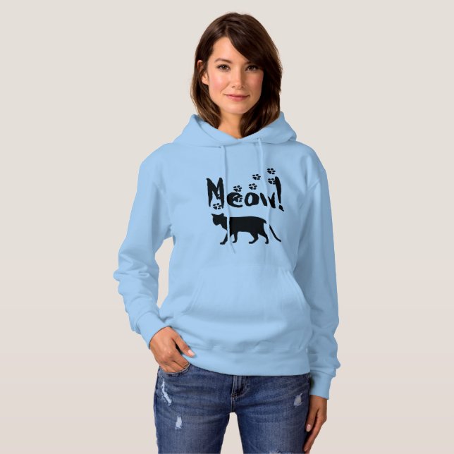 Katzemeow-Strickjacke Hoodie (Vorne ganz)