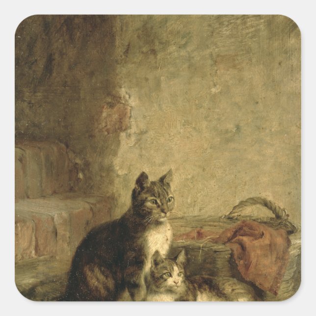 Katzen, 1883 quadratischer aufkleber (Vorderseite)