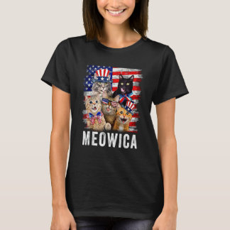 Katzen 4. Juli Meowica Merica Katze USA Amerikani T-Shirt