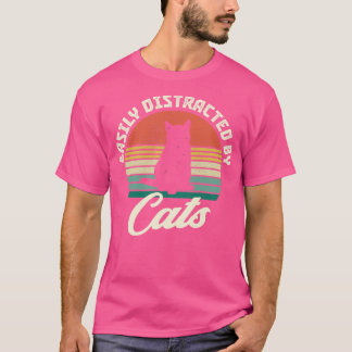 Katzen Ablenkung Funny Sprichwort Retro Katze T-Shirt