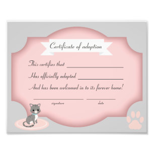 Katzen-Adoptions-Party-Bescheinigungspapier Fotodruck
