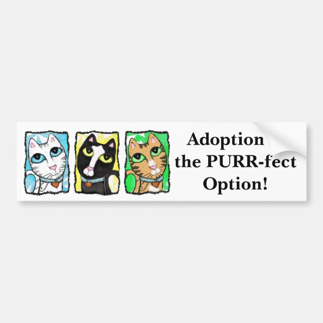 Katzen-Adoptions-Triptychon-Autoaufkleber Autoaufkleber (Vorne)