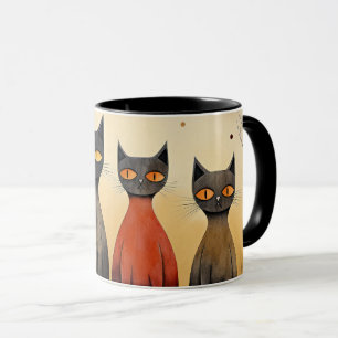 Katzen alarmieren, untersuchen, KI generiert, Tasse