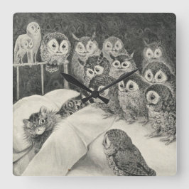 Katzen Albtraum. Louis Wain Quadratische Wanduhr