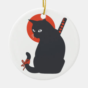 Katzen als Krieger Samurai - Wählen Sie die Hinte Keramik Ornament